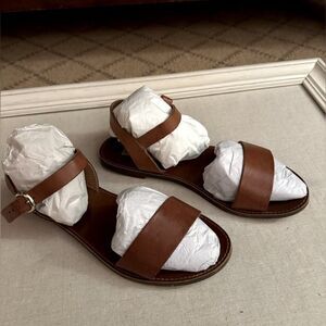 Steve Madden Dina Sandal in medium brown leather 8M
